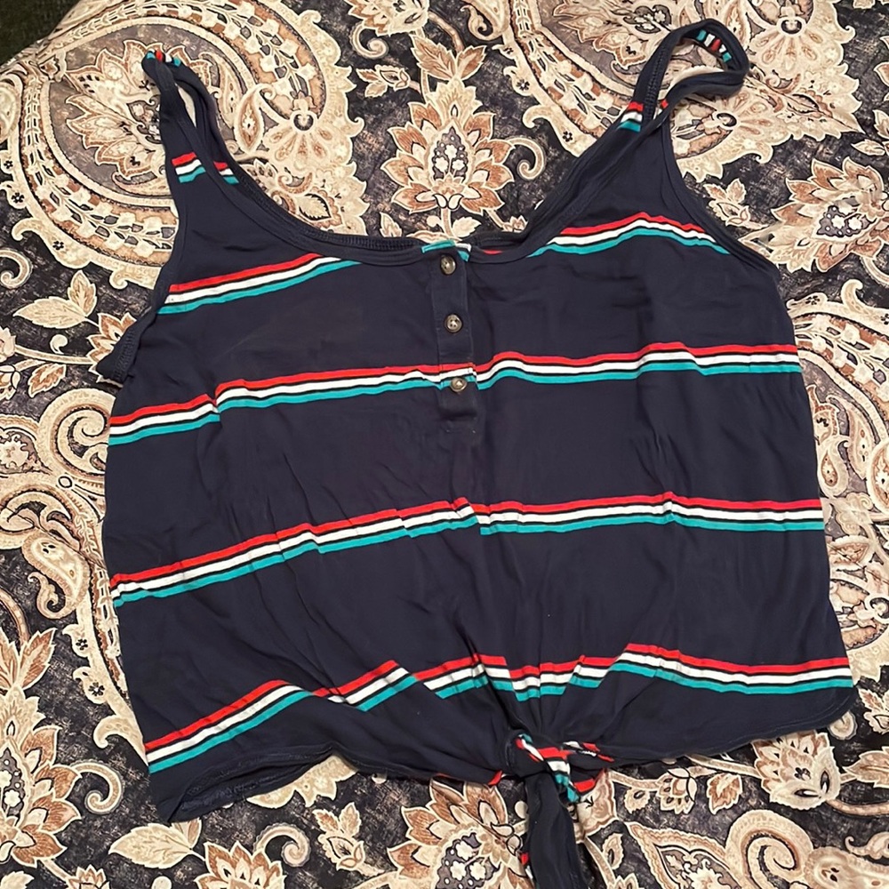 Striped cropped tie tank